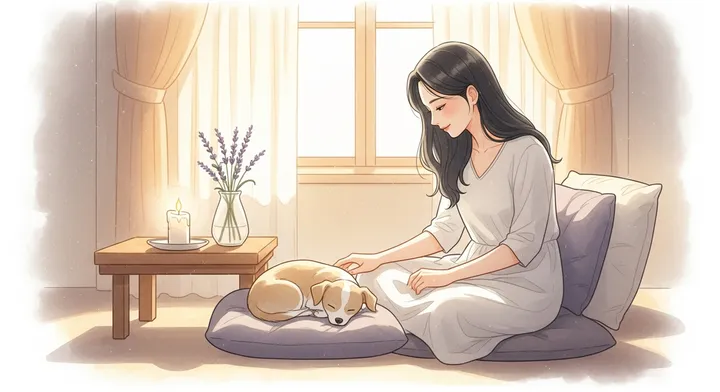 보호자가 반려견을 품에 안고 작별 인사를 나누는 모습 — 부산 개 장례 비용 안내
