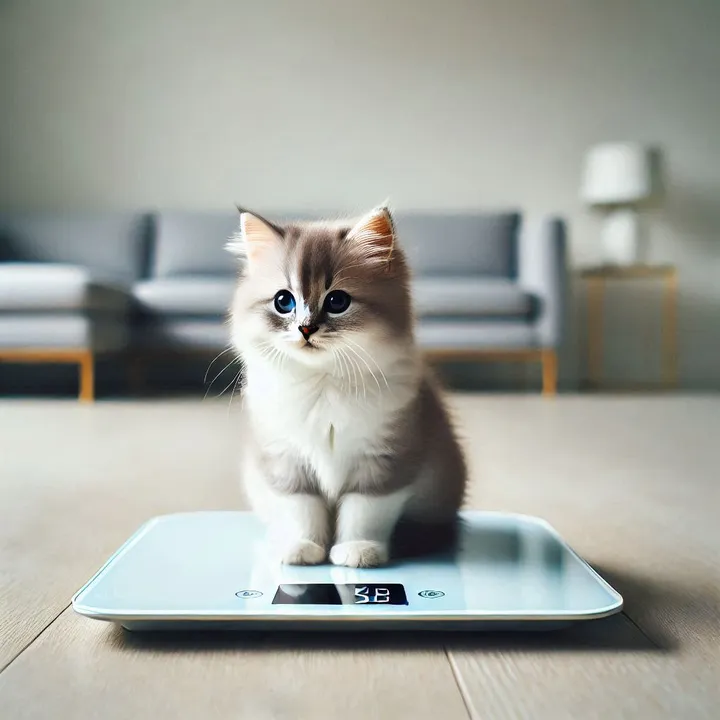 고양이 화장 비용 체중 재는 모습