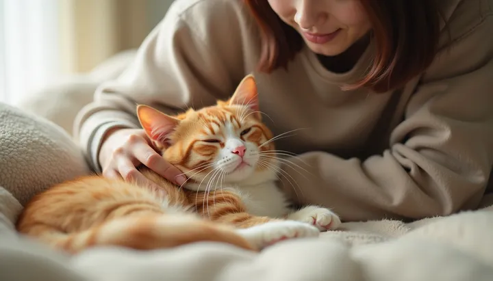 고양이 죽기 전 행동 관리하는 보호자 모습