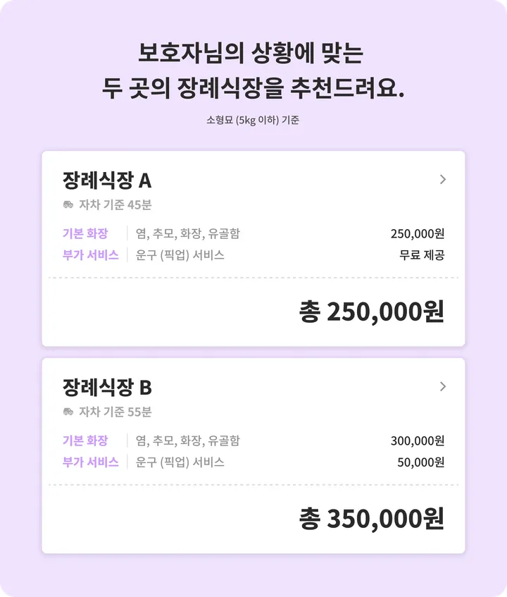 고양이 장례 상담 안내 이미지