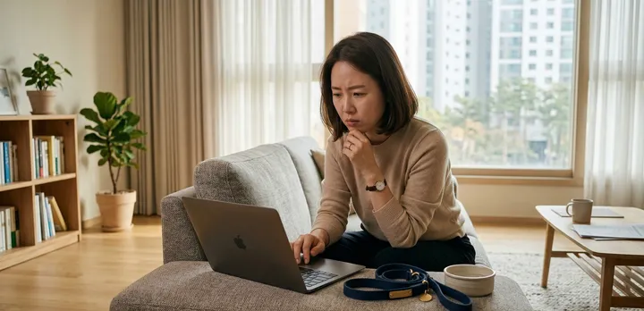 개 화장장을 알아보는 보호자의 모습