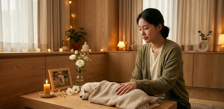 강아지 장례 추모 시간 모습