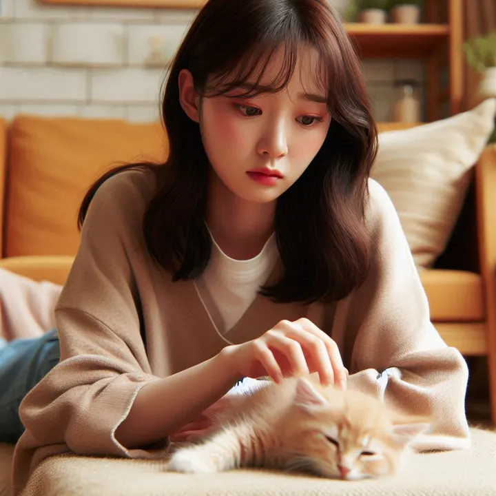 새끼고양이 위험 신호를 걱정하는 보호자