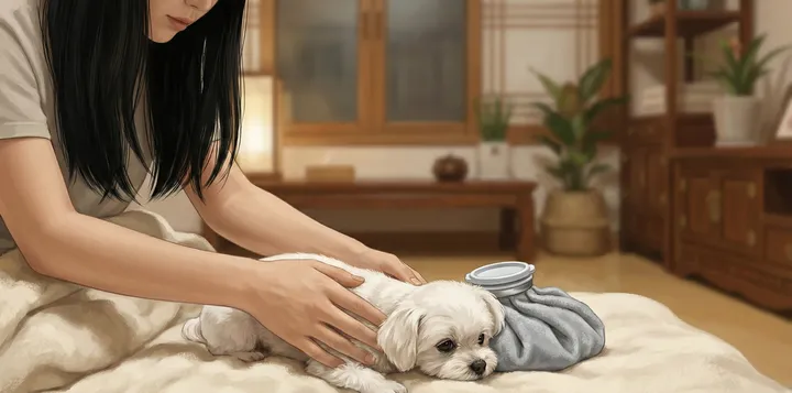 애완동물 사망 후 보호자가 슬퍼하는 모습