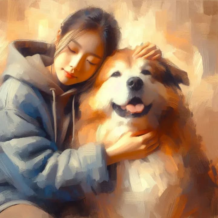 반려동물과 사랑을 나누는 모습