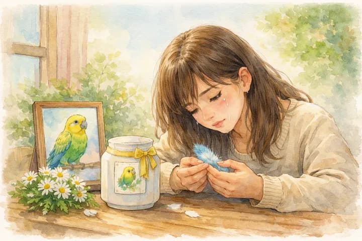 소동물 장례 후 슬퍼하는 보호자