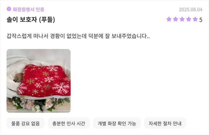 수원고양이장례 이용자 후기 추가